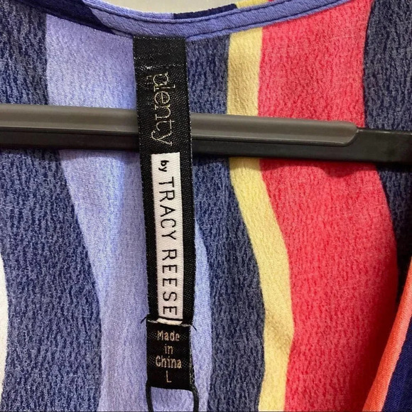 PLENTY BY TRACY REESE Daphne Wrap Dress Striped Maxi Colorful Large - Picture 7 of 10